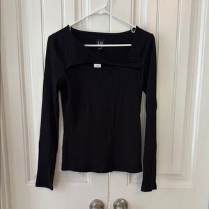 GAP Black Fitted Blouse with Long Sleeves